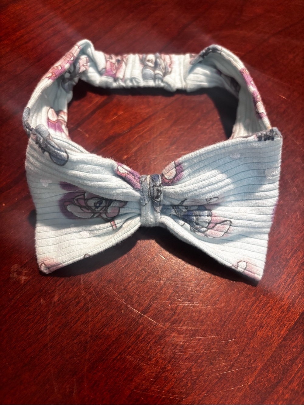 Girls Light Blue Stitch & Angel Bow Headband